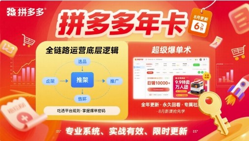 拼多多年卡，拼多多全链路运营底层逻辑，超级爆单术【更新10月】-课程网