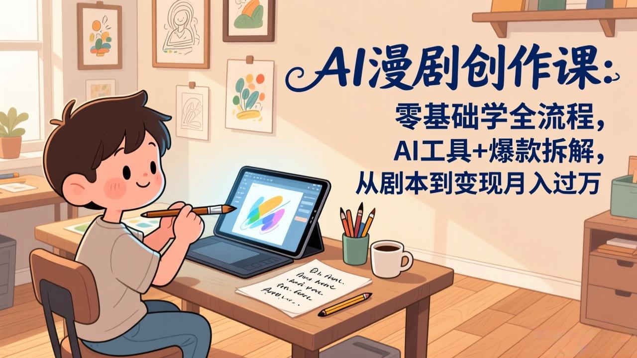 AI漫剧创作课：零基础学全流程，AI工具+爆款拆解，从剧本到变现月入过万-课程网