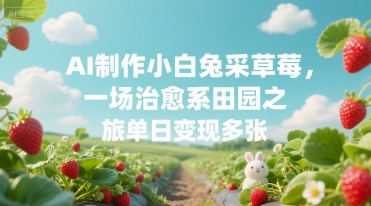 AI制作小白兔采草莓，一场治愈系田园之旅单日变现多张-课程网
