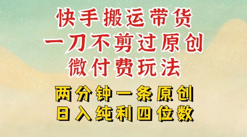 快手黑科技搬运带货，一刀不剪过原创，微付费投流玩法，轻松日入四位数，深层揭秘玩法-课程网