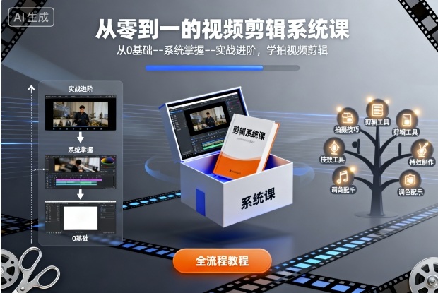 从零到一的视频剪辑系统课，从0基础–系统掌握–实战进阶，学拍视频剪辑-课程网