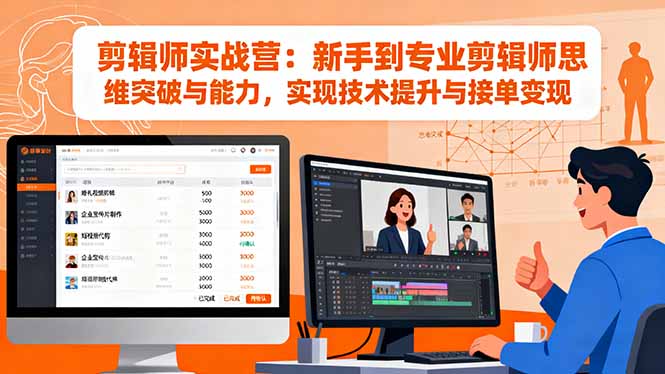 剪辑师实战营：新手到专业剪辑师思维突破与能力，实现技术提升与接单变现-课程网