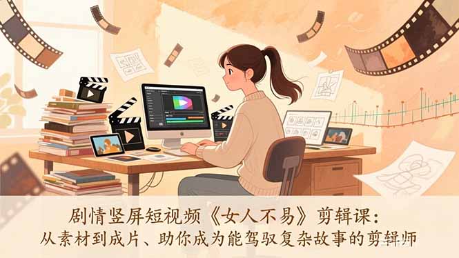 剧情竖屏短视频《女人不易》剪辑课：从素材到成片、助你成为能驾驭复杂故事的剪辑师-课程网