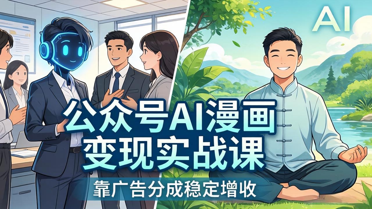 公众号AI漫画变现实战课：星座/职场/养生多赛道+智能体发文，靠广告分成稳定增收-课程网