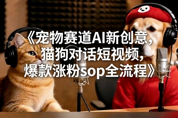 宠物赛道AI新创意，猫狗对话短视频，爆款涨粉sop全流程-课程网