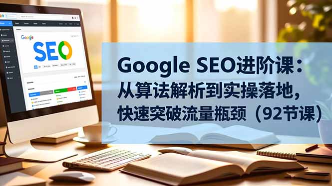 Google SEO进阶课：从算法解析到实操落地，快速突破流量瓶颈(92节课-课程网