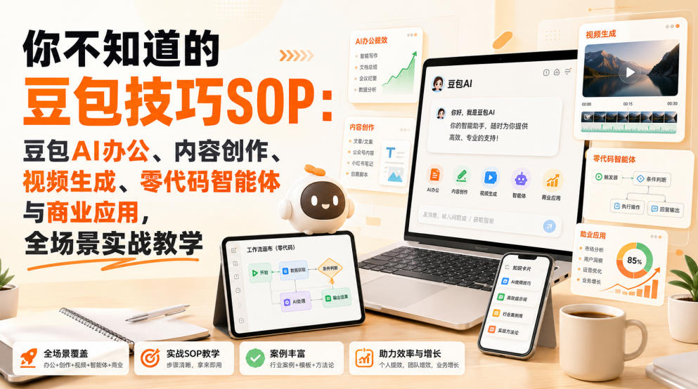 你不知道的豆包技巧SOP：豆包AI办公、内容创作、视频生成、零代码智能体与商业应用，全场景实战教学-课程网