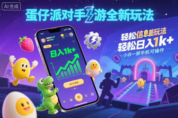 蛋仔派对手游全新玩法，轻松日入1k+，风口信息差玩法，当天见收益，小白一部手机可操作-课程网