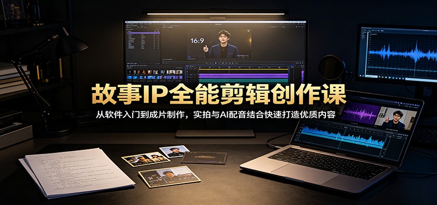 故事IP全能剪辑创作课：从软件入门到成片制作，实拍与AI配音结合快速打造优质内容-课程网