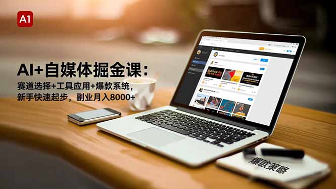 AI+自媒体掘金课：赛道选择+工具应用+爆款系统，新手快速起步，副业月入8000+-课程网
