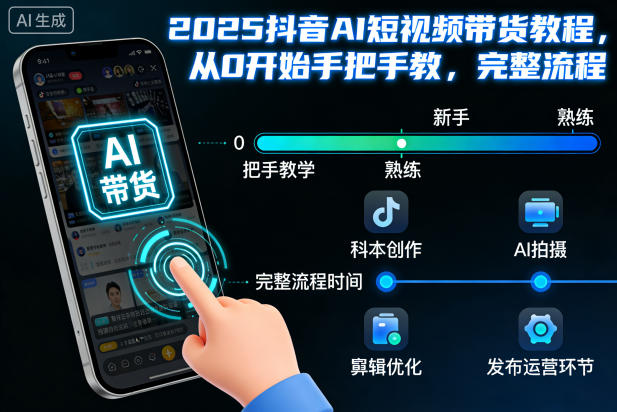 2025抖音AI短视频带货教程，从0开始手把手教，完整流程-课程网