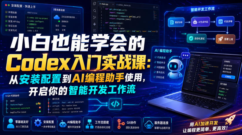 小白也能学会的Codex入门实战课：从安装配置到AI编程助手使用，开启你的智能开发工作流-课程网
