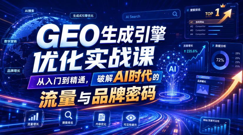 GEO生成引擎优化实战课，从入门到精通，破解AI时代的流量与品牌密码-课程网