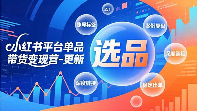 小红书平台单品带货变现营-更新，极致选品、账号标签、案例复盘，深度链接，快速启动稳定出单-课程网