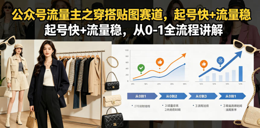 公众号流量主之穿搭贴图赛道，起号快+流量稳，从0-1全流程讲解-课程网