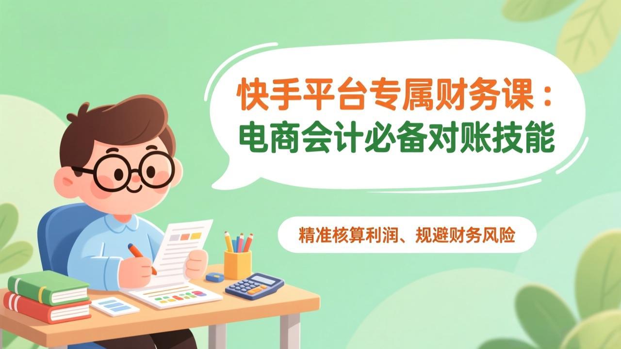 快手平台专属财务课：电商会计必备对账技能，精准核算利润、规避财务风险-课程网