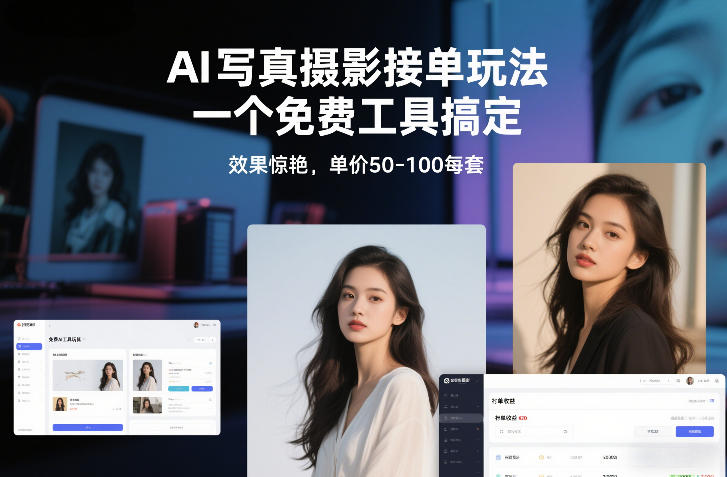 AI写真摄影接单玩法，一个免费工具搞定，效果惊艳，单价50-100每套-课程网