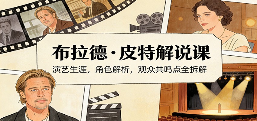 演员说-布拉德.皮特解说课：演艺生涯，角色解析，观众共鸣点全拆解-课程网