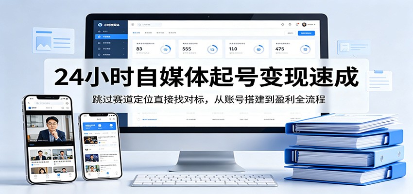 24小时自媒体起号变现速成，跳过赛道定位直接找对标，从账号搭建到盈利全流程-课程网