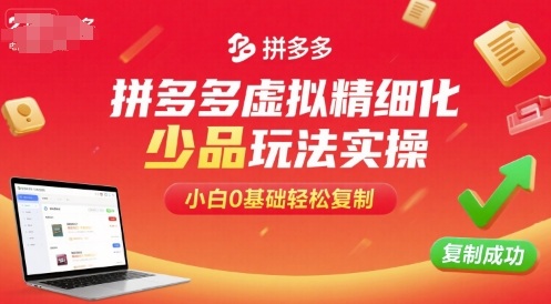 拼多多虚拟精细化少品玩法实操，小白0基础轻松复制-课程网