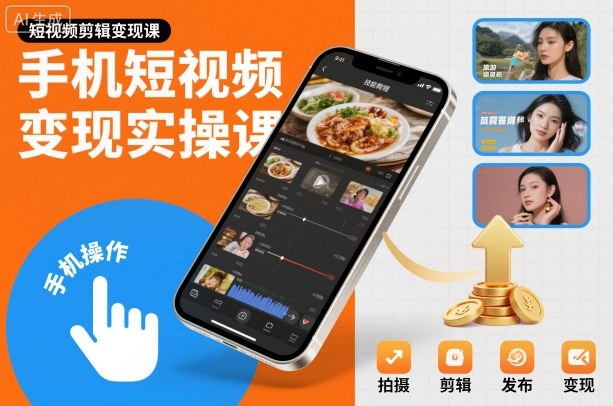 手机短视频变现实操课，短视频剪辑变现课-课程网