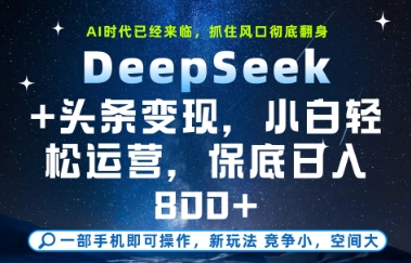 DeepSeek+头条变现，保姆级教学，小白轻松上手，日入8张+【揭秘】-课程网