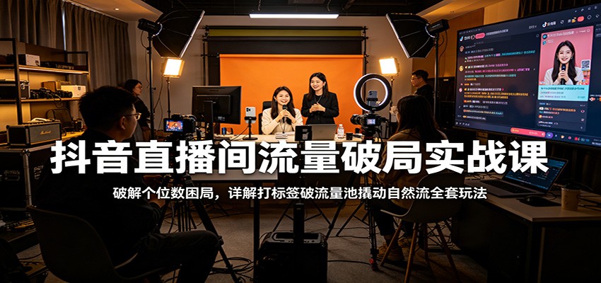 抖音直播间流量破局实战课：破解个位数困局，详解打标签破流量池撬动自然流全套玩法-课程网