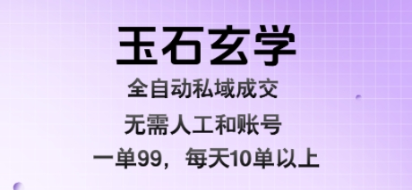 玉石玄学全自动私域成交，一单99每天十单以上，无需人工和矩阵账号，蓝海项目直接干【揭秘】-课程网