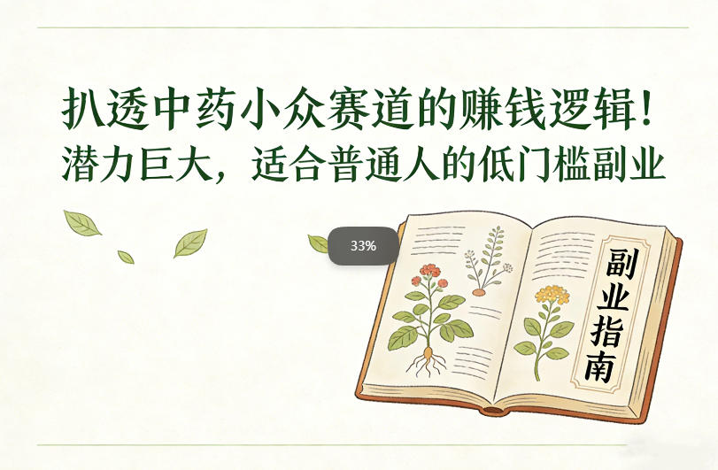 扒透中药小众赛道的賺米逻辑，潜力巨大，适合普通人的低门槛副业-课程网