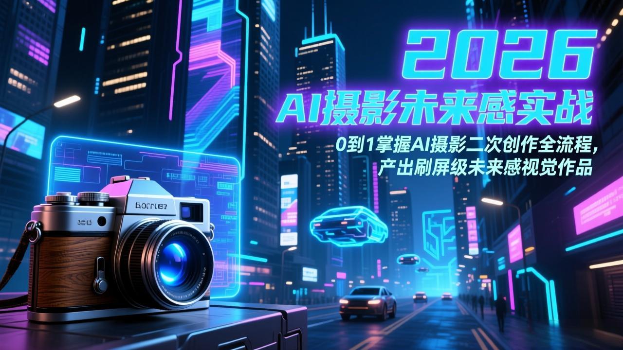 2026 AI摄影未来感实战：0到1掌握AI摄影二次创作全流程，产出刷屏级未来感视觉作品-课程网