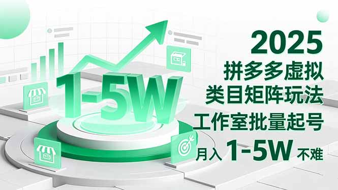 2025 拼多多虚拟类目矩阵玩法，工作室批量起号，月入 1-5W 不难-课程网