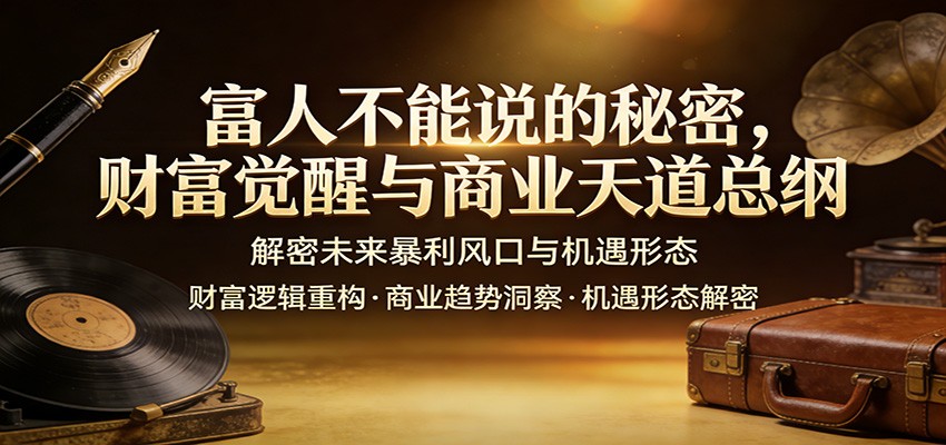 富人不能说的秘密，财富觉醒与商业天道总纲，解密未来暴利风口与机遇形态-课程网