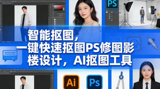 智能抠图，一键快速抠图PS修图影楼设计，AI抠图工具-课程网