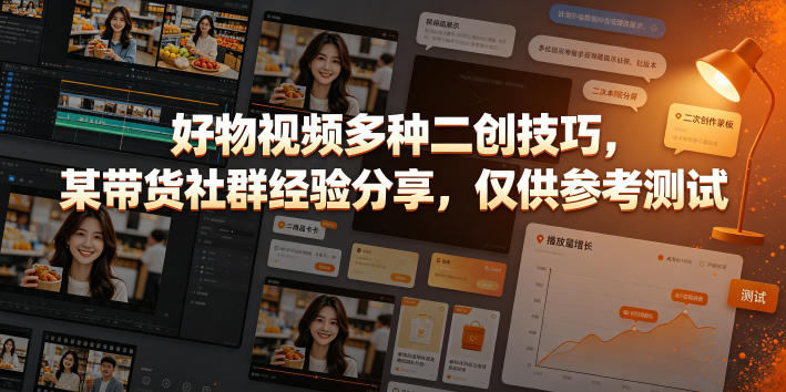 好物视频多种二创技巧，某带货社群经验分享，仅供参考测试-课程网