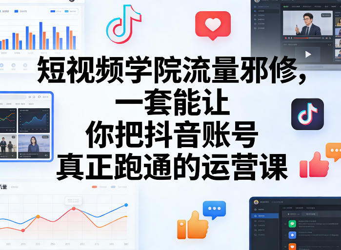 短视频学院流量邪修，一套能让你把抖音账号真正跑通的运营课-课程网