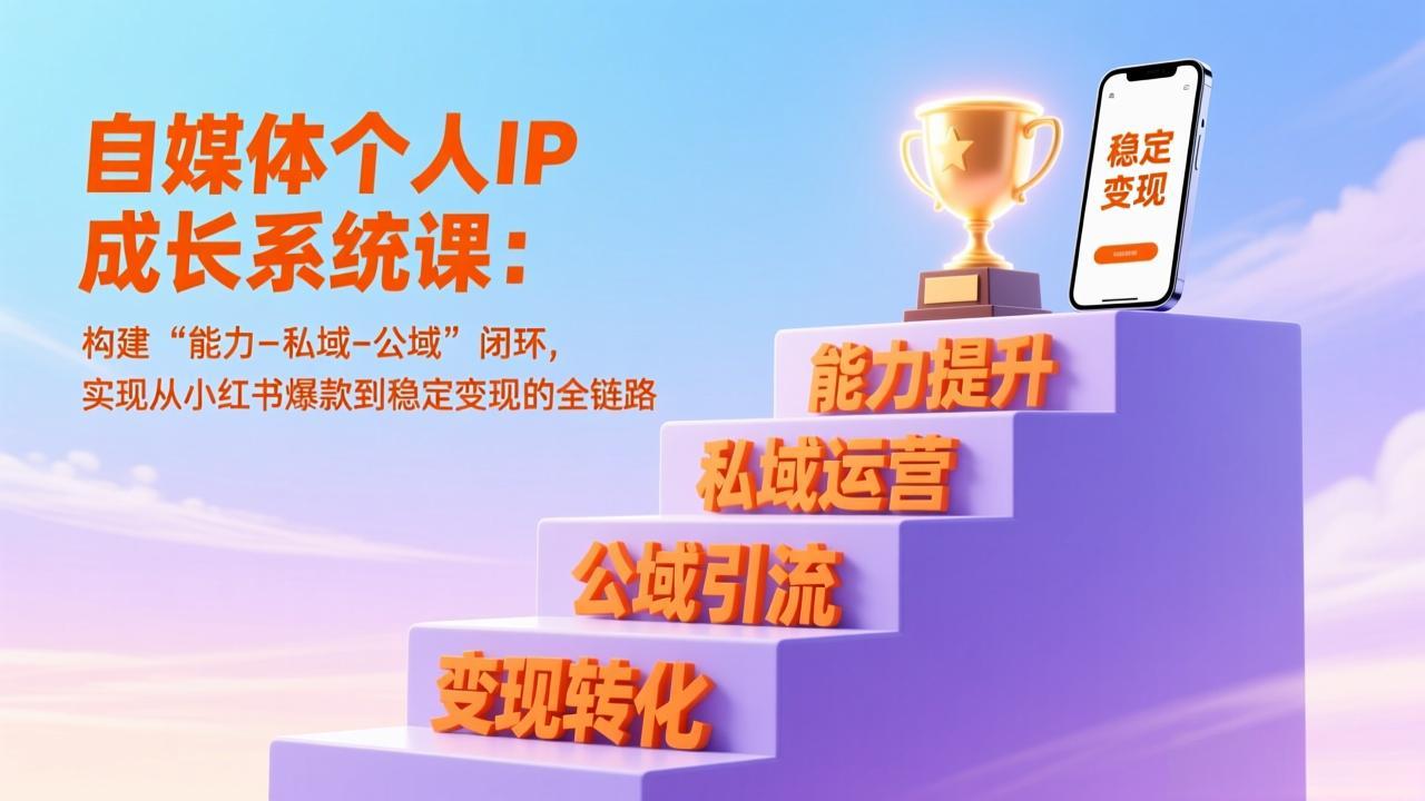 自媒体个人IP成长系统课：构建“能力-私域-公域”闭环，实现从小红书爆款到稳定变现的全链路-课程网