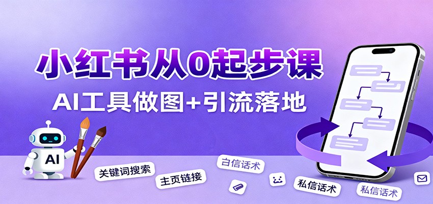小红书引流从0起步，养号、内容发布、运营、AI工具做图，引流落地-课程网