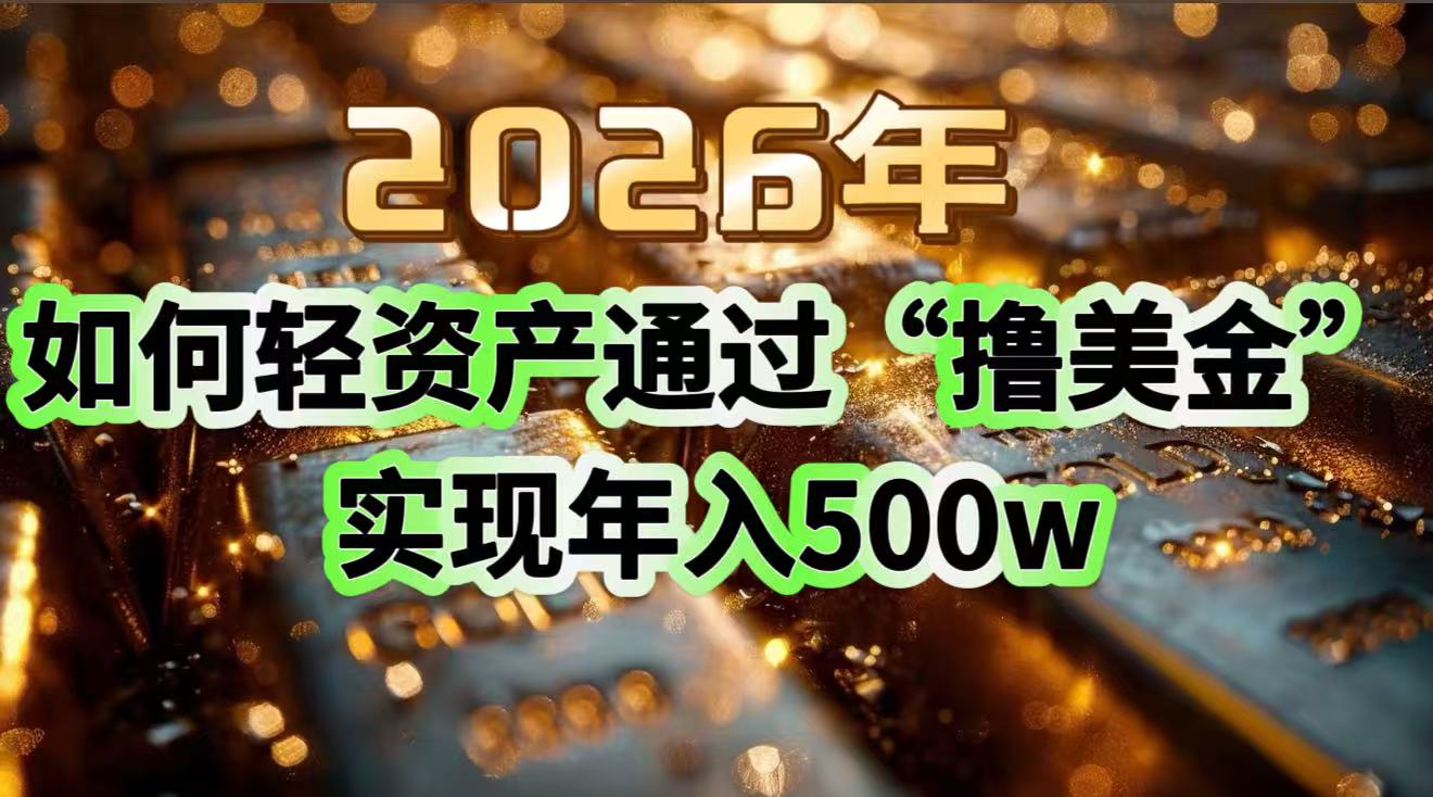 2026年如何轻资产通过“撸美金”实现年入500w-课程网