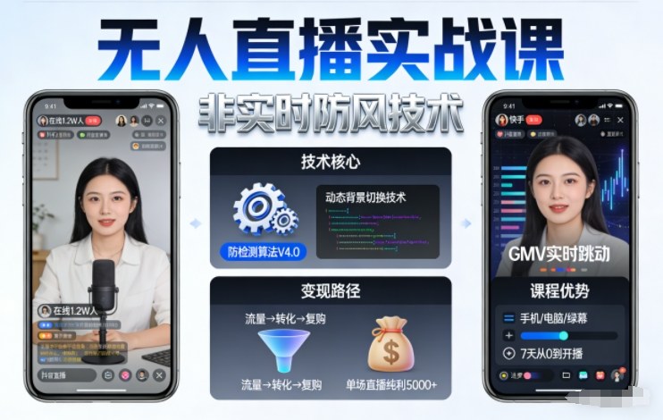 宝子哥无人直播实战课，非实时防风技术，聚焦抖音快手等平台直播带货，轻松开启直播变现之路（更新2026年08月06日）-课程网