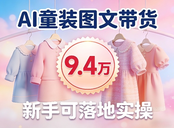 AI童装图文带货拆解，累计出单9.4W，新手可落地实操-课程网