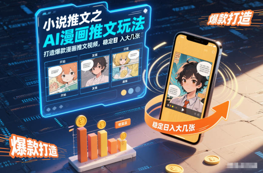 小说推文之AI漫画推文玩法，打造爆款漫画推文视频，稳定日入大几张-课程网