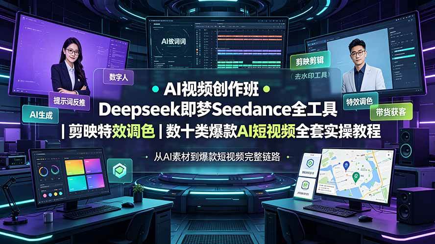 （19454期）AI视频创作班◆Deepseek即梦Seedance全工具｜剪映特效调色｜数十类爆款AI短视频全套实操教程-课程网