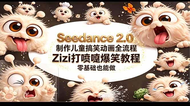 （18211期）Seedance 2.0 制作儿童搞笑动画全流程Zizi打喷嚏爆笑教程｜零基础也能做-课程网
