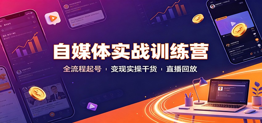 自媒体实战训练营：全流程起号变现实操干货直播回放-课程网