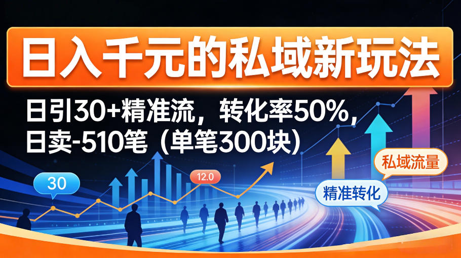 日入千米的私域新玩法：日引30＋精准流，转化率50%，日卖5-10笔（单笔300米）-课程网
