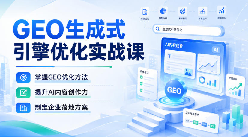 GEO生成式引擎优化实战课，掌握GEO优化方法，提升AI内容创作力，制定企业落地方案-课程网