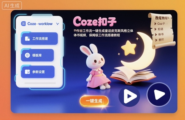 Coze扣子工作流一键生成童话皮克斯风格立体书视频，保姆级工作流搭建教程-课程网