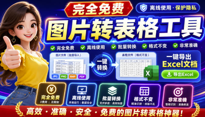 图片表格识别提取工具，支持一键从图片中智能提取表格并导出Excel文件，可离线免网运行，FastTableOCR-课程网