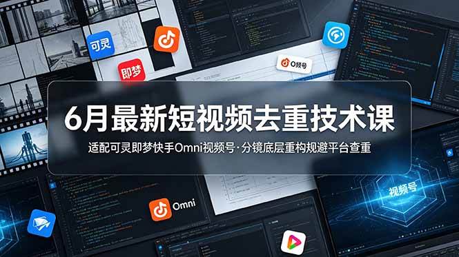 （19031期）6月最新短视频去重技术课，适配可灵即梦快手Omni视频号，分镜底层重构规避平台查重-课程网