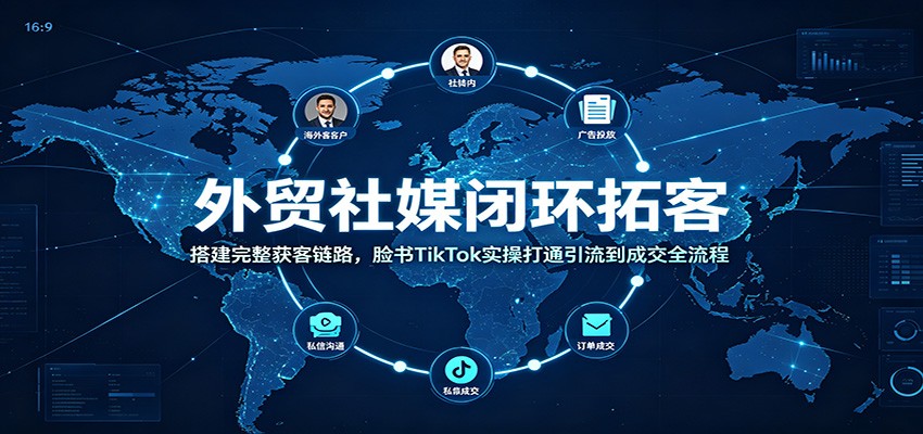外贸社媒闭环拓客：搭建完整获客链路，脸书TikTok实操打通引流到成交全流程-课程网